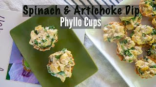 Spinach amp Artichoke Dip Phyllo Cups  An Easy Appetizer [upl. by Ramhaj]