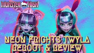 NEON FRIGHTS TWYLA REROOT amp REVIEW Monster High Skulltimate Secrets Doll Unboxing 🕸️🐰 [upl. by Sinegra]