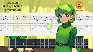 Sarias song The Legend of Zelda Ocarina of Time  Tutorial de guitarra  Partitura [upl. by Nnairahs]