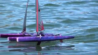 MIni 40 RC Trimaran at Champion Lakes 8 January 1mpg [upl. by Fleur499]