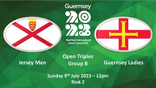 Island Games Indoor Bowls Open Triples  Jersey M vs Guernsey L [upl. by Ahsinev]