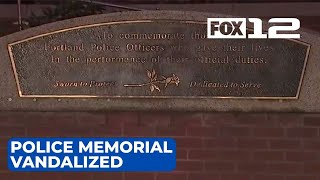 Portland police memorial vandalized for the second time this year [upl. by Esinart]