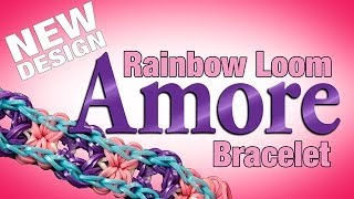 NEW Rainbow Loom Design  AMORE Bracelet [upl. by Lenor414]