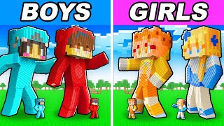 BOY YouTubers vs GIRL YouTubers STATUE House Battle In Minecraft [upl. by Eannaj]