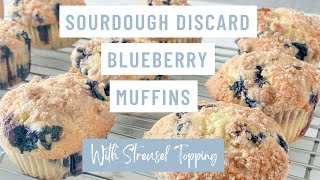 Sourdough Discard Blueberry Muffins With Streusel Topping [upl. by Bertrand]