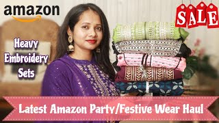 HugeAmazon PartyFestive Wear Haul  Amazon EmbroideryAnarkaliKurti Set Haul Ranjana R [upl. by Nallak]