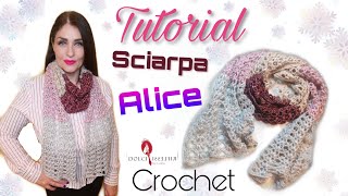 Tutorial sciarpa  stola Alice  uncinetto [upl. by Assena144]