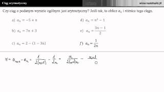 Ciąg arytmetyczny  Czy ciąg o podanym wzorze ogólnym jest arytmetyczny f [upl. by Oler]