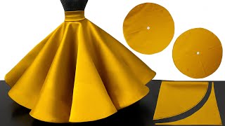 DOUBLE CIRCLE SKIRT ⭐️ Umbrella skirt cutting and stitching in VERY EASY way [upl. by Ayahs]