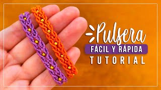 Cómo hacer pulsera de hilo fácil y rápida 37 ✨ Paso a Paso  DIY Macrame Friendship Bracelet Simple [upl. by Ayocal]