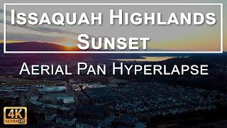 Issaquah Highlands in Issaquah Washington Sunset in 4K UHD Drone Aerial [upl. by Enilekaj681]