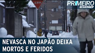 Nevasca no norte do Japão deixa 17 mortos e mais de 90 feridos  Primeiro Impacto 261222 [upl. by Erasme]