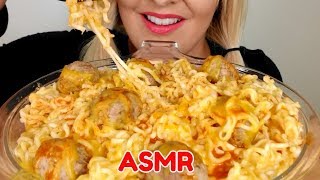 CHEESY RAMEN NOODLES with Meatballs ASMR Eating Sounds No Talking [upl. by Leihcey395]