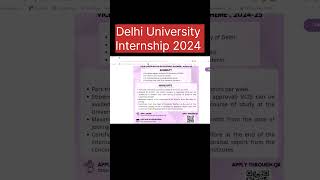 Delhi University Vice Chancellor Internship Scheme 2024  UG amp PG Students anasdu [upl. by Justis]