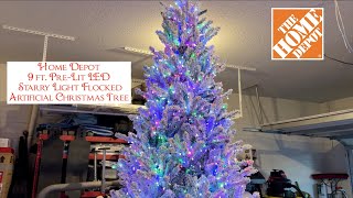 Home Depot 9 foot Pre Lit LED Starry Light Flocked Artificial Christmas Tree [upl. by Ardnuahc]