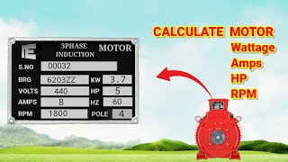 calculation of motor rpm  hp  wattage  current electricalteluguofficial [upl. by Lilla]