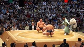 Tournoi de Sumo a Nagoya combat de Hakuhō Shō le plus grand champion actuel [upl. by Enaitsirk810]