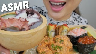 ASMR Assortment of Japanese food Sushi Roll Gyoza Spicy Tuna and Nigiris NO TALKING Food Sounds [upl. by Ybor]