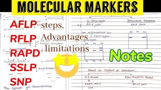 Molecular Markers RFLP AFLP RAPD SSLP SNP Notes 📝🤩 [upl. by Antonin520]