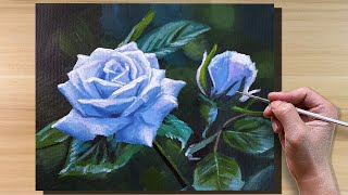 Acrylic Painting Blue Rose  Timelapse [upl. by Dawes]