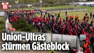 Polizeieinsatz vor dem HauptstadtDerby Ultras von Union Berlin stürmen Gästeblock [upl. by Muiram778]