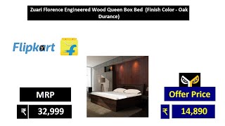 Zuari Florence Engineered Wood Queen Box Bed Finish Color Oak Durance [upl. by Atilrahc]