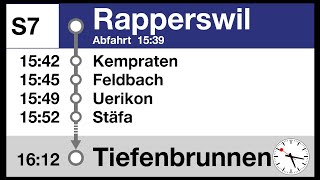 ZVV Ansagen S7 Rapperswil SGZH Tiefenbrunnen  Bauarbeiten  DPZ TIMS [upl. by Navak440]