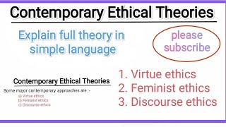 contemporary ethical theories virtue ethics feminist ethics discourse ethics business ethics [upl. by Sutherland]