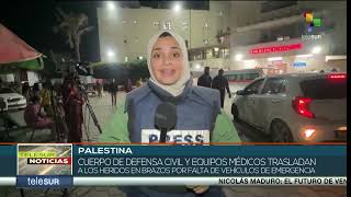 Régimen israelí mantiene sus continuos bombardeos contra hospitales al norte de la Franja de Gaza [upl. by Lekcim876]