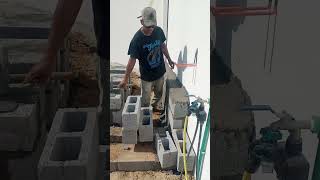 hollow block installation concrete block laying [upl. by Neelyt]