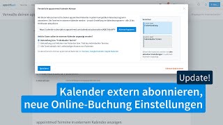 appointmed Kalender in externen Programmen abonnieren neue OnlineBuchung Einstellungen [upl. by Namijneb374]