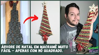 Árvore de natal de macramê  Passo a passo fácil  Modelo apenas com nós quadrados Diy macramê [upl. by Bate410]