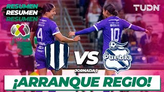 Highlights  Rayadas vs Puebla  Liga Mx Femenil  CL2024 J1  TUDN [upl. by Sido]