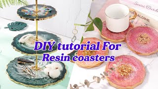 LETS RESIN DIY resin tutorial for resin cake stand tray and diamond round coaster [upl. by Wandy]