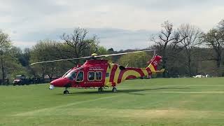 London Air Ambulance Helicopter Take off at Cassiobury Park Watford [upl. by Ginny]