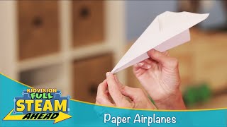 Paper Airplanes with SCIENCE 3minute  KidVision Full STEAM Ahead [upl. by Telfore837]