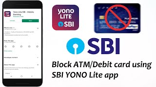 Block SBI Debit Card Using SBI Yono Lite App 2020  SBI atm card block kaise kareSBI YONO Lite App [upl. by Lehte]