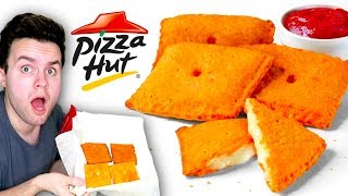 Trying Pizza Huts GIANT Stuffed CheezIt  Fast Food Taste Test [upl. by Cresa]