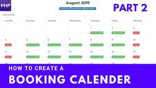 How to create a booking calendar  php mysql  Part 2 [upl. by Nyrahtak534]