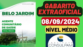 GABARITO EXTRAOFICIAL  Belo JardimPernambuco  Agente Comunitário Saúde  Nível Médio  CONSULPAM [upl. by Collen56]