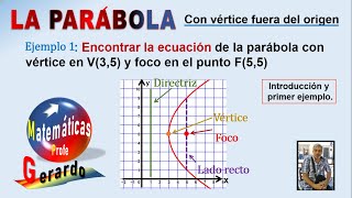 La ecuación de la parábola con vértice fuera del origen Ejemplo 1 [upl. by Netniuq519]