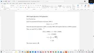 Actuarial SOA Exam P Sample Question 350 Solution Exponential Loss Cap on Maximum Payment [upl. by Wieren]