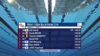 WORLD RECORD Mens 100m Backstroke S14  Heat 2  2015 IPC Swimming World Championships Glasgow [upl. by Nhguavoj614]