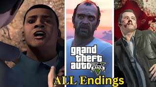 Grand Theft Auto 5  All Endings A B and C Saddest Ending [upl. by Ardnosal]