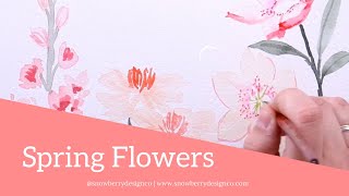 Springtime Watercolor Flowers from Sketch Process Video [upl. by Lillie]