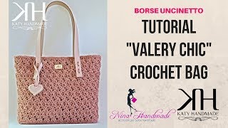 TUTORIAL BORSA quotValery Chicquot UNCINETTO  PUNTO CROCE STELLA CROCHET ● Katy Handmade [upl. by Ashjian229]