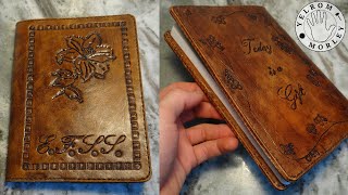 Making a Handtooled Leather Journal Cover  Leatherworking [upl. by Farris]