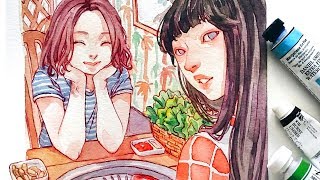 SAMGYEOPSAL  HUNGRY Watercolor series [upl. by Smiley]