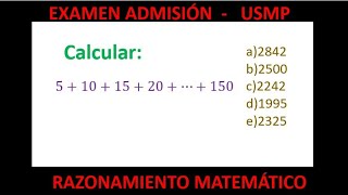 ✅USMP Examen Admisión  Aptitud matemática  Planteo de ecuaciones con Sumatoria 🙋‍♂️ RESUELTO [upl. by Leaffar]