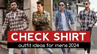 CHECK SHIRT Outfit ideas for Men  2024 🔥 flannel shirt outfits [upl. by Aehtorod]